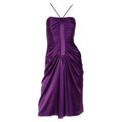1990s Adolfo Dominguez Vintage Purple Silk Charmeuse Evening Dress