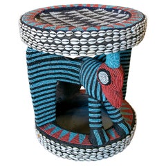 1990s African Seashells 
Trinkets Tribal Stool