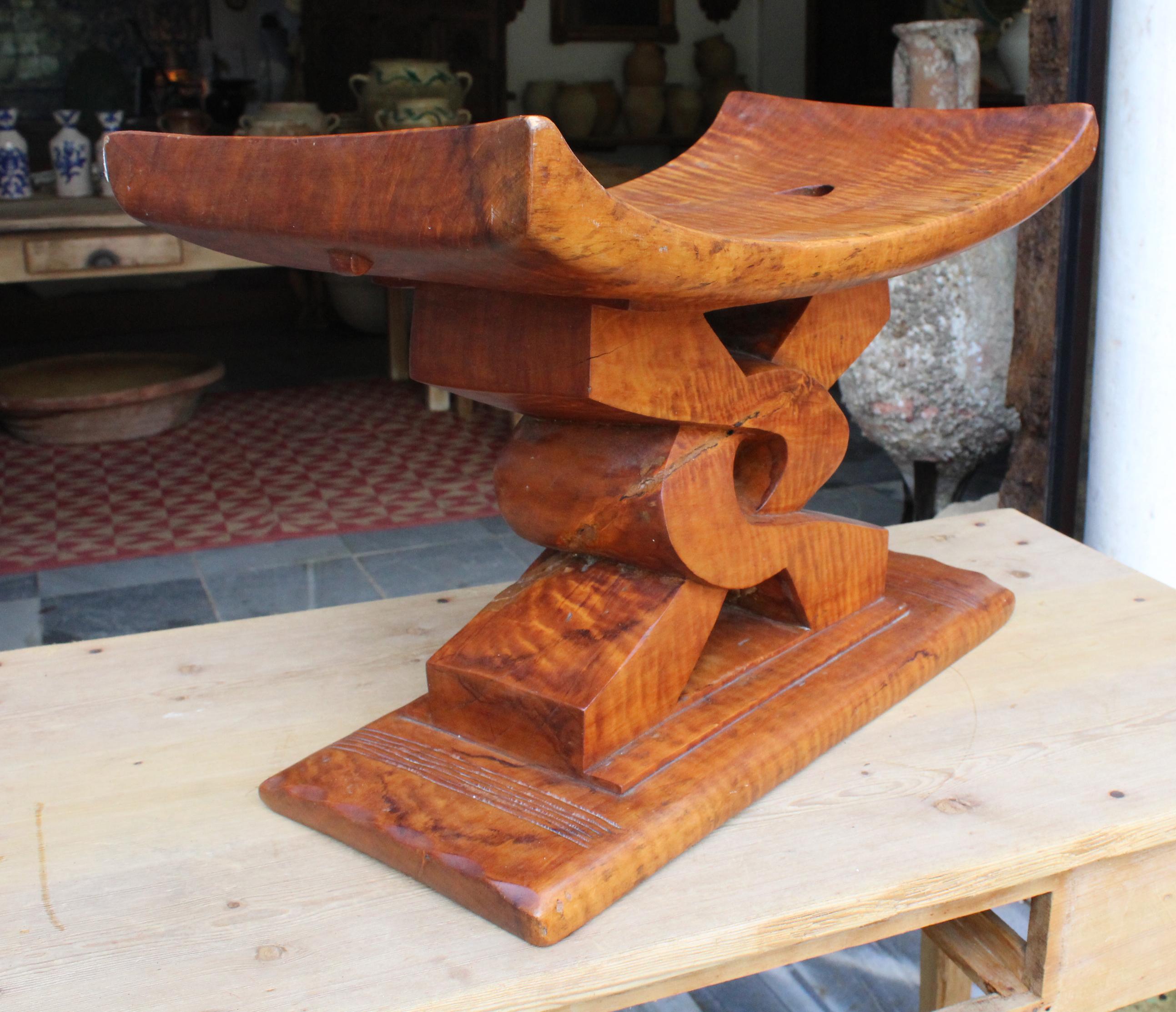 1990s African style wooden stool.