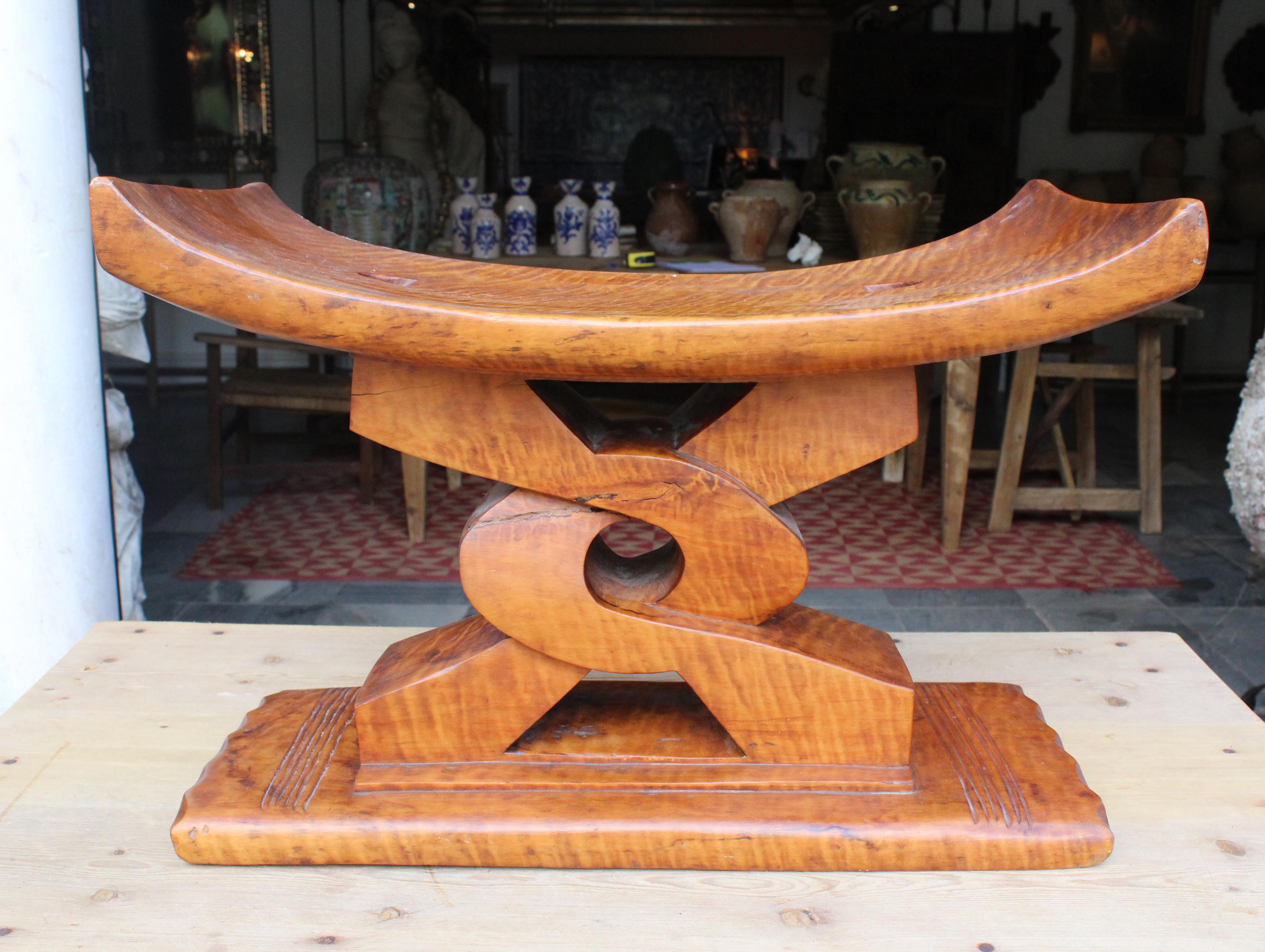 1990s African Style Wooden Stool 5