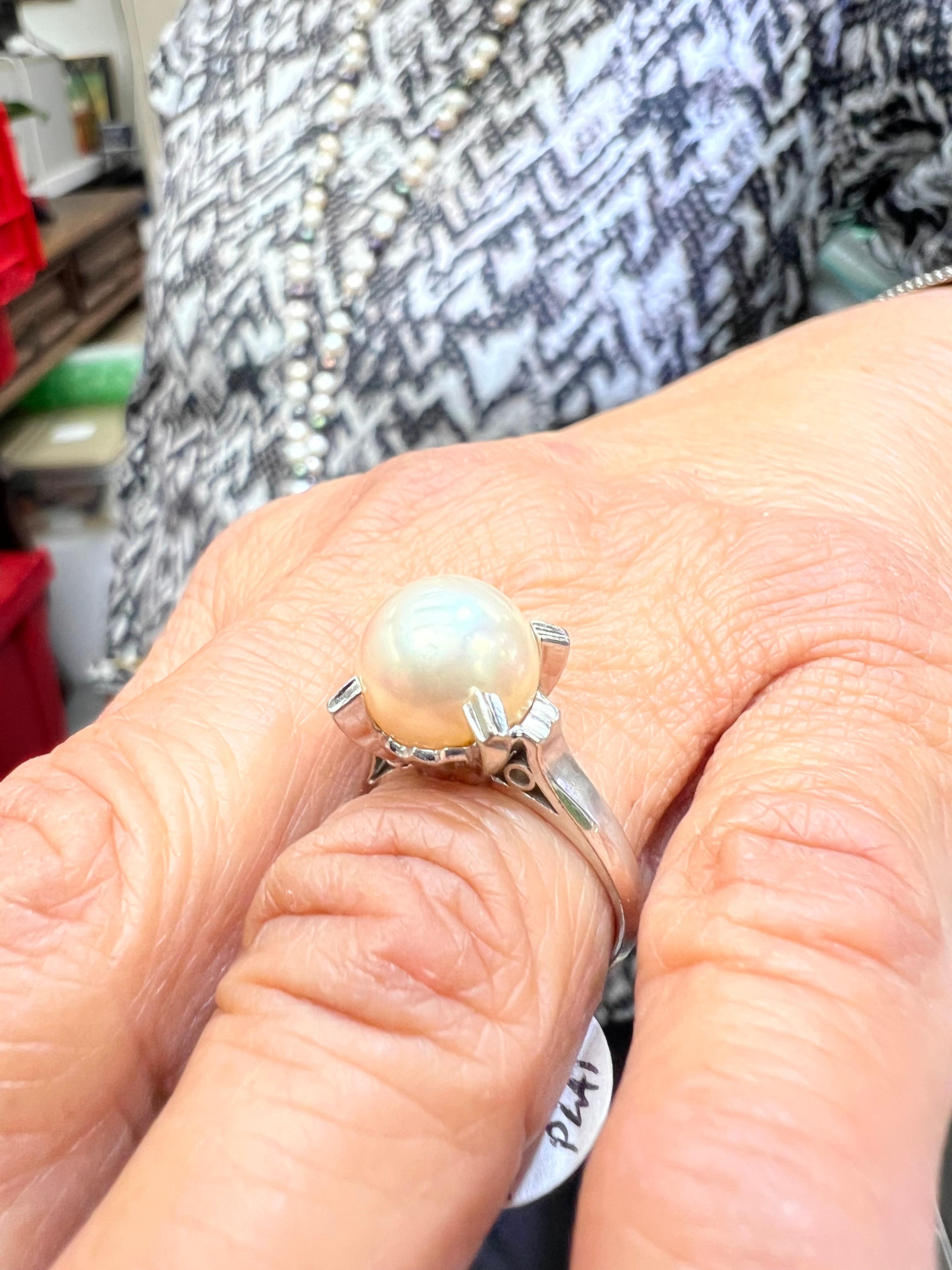 1990er Akoya Perle Solitär Platin Ring (Zeitgenössisch) im Angebot