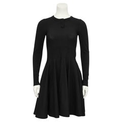Vintage 1990s Alaia Black Knit Skater Dress 