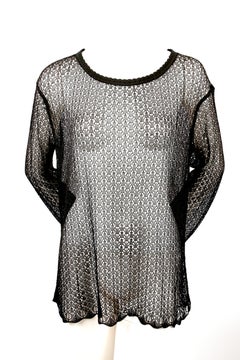 1992 AZZEDINE ALAIA black open knit RUNWAY tunic top