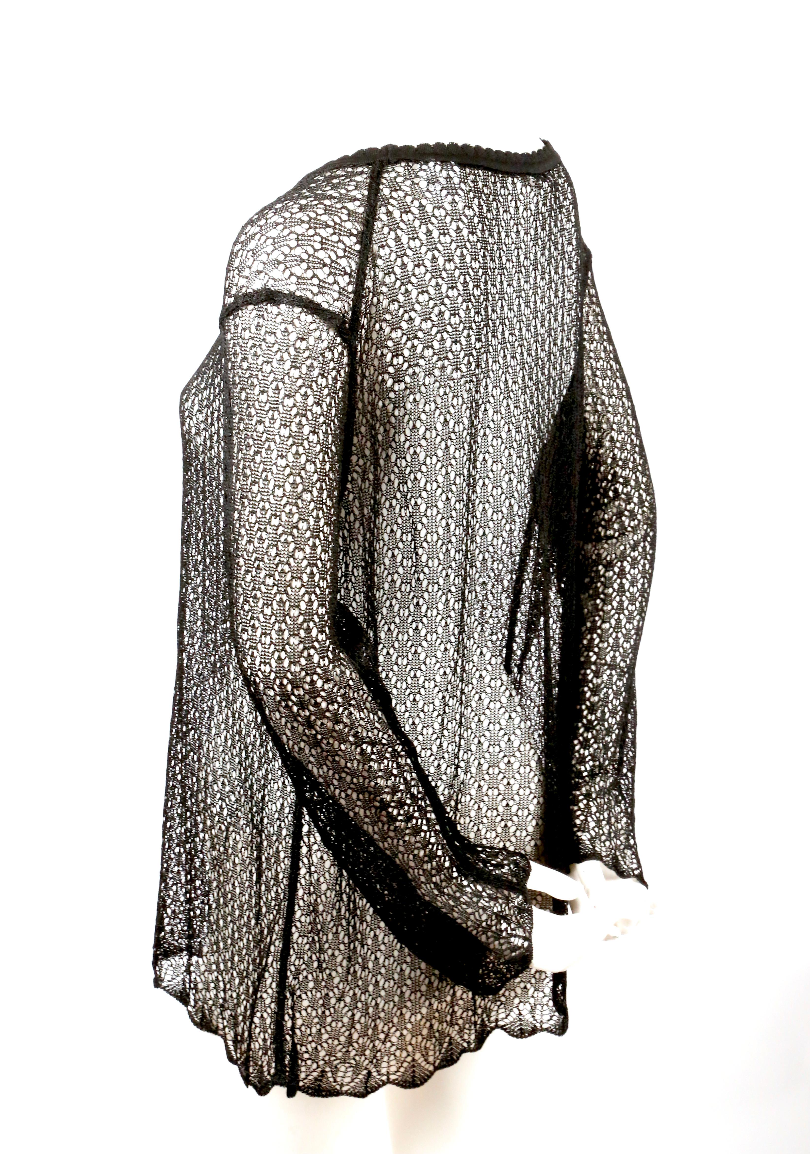 Women's or Men's 1990's ALAIA black open knit tunic For Sale