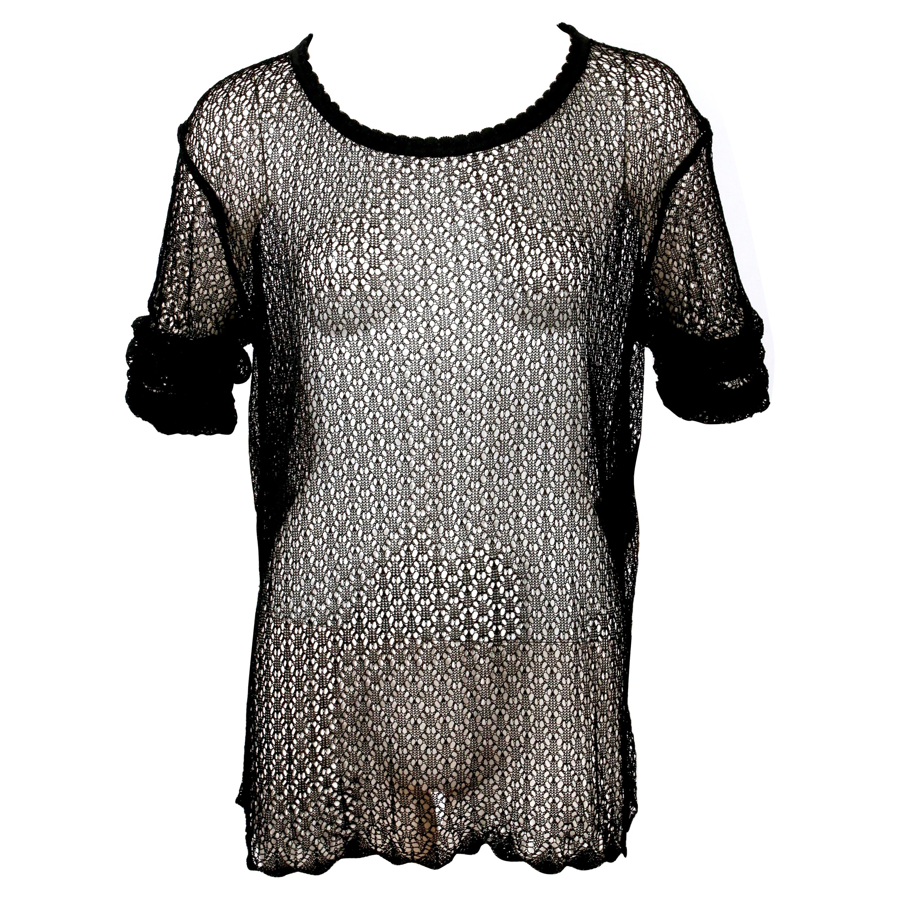 1990's ALAIA black open knit tunic For Sale