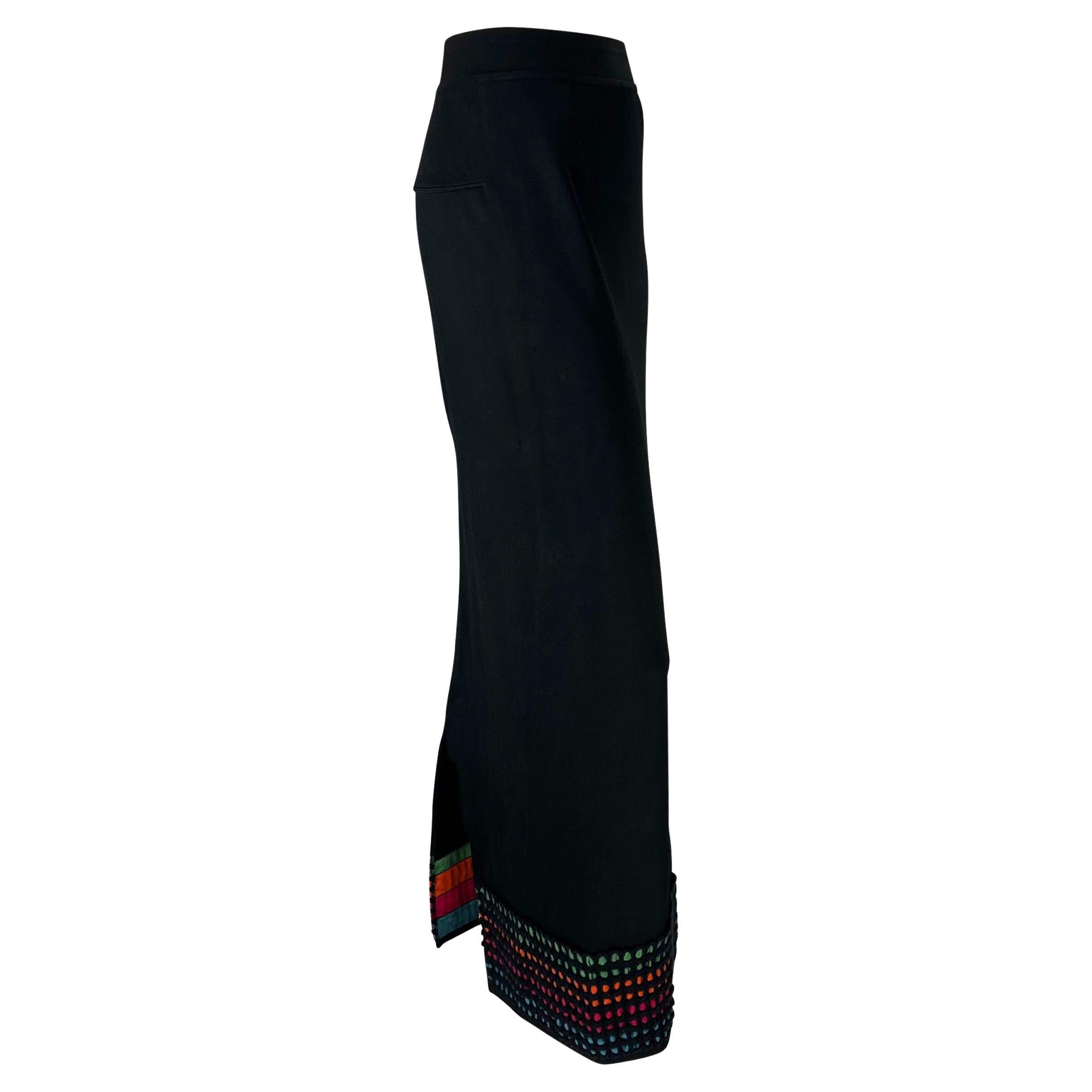1990s Alaïa Black Rainbow Stripe Knit Maxi Skirt For Sale 2