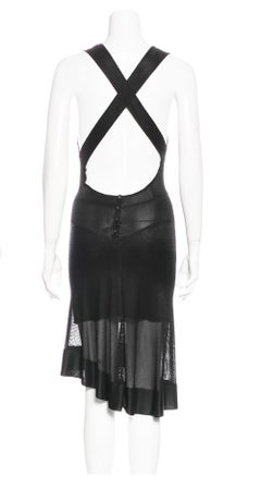 1990er Alaia Schwarzes durchsichtiges Criss Cross Kleid