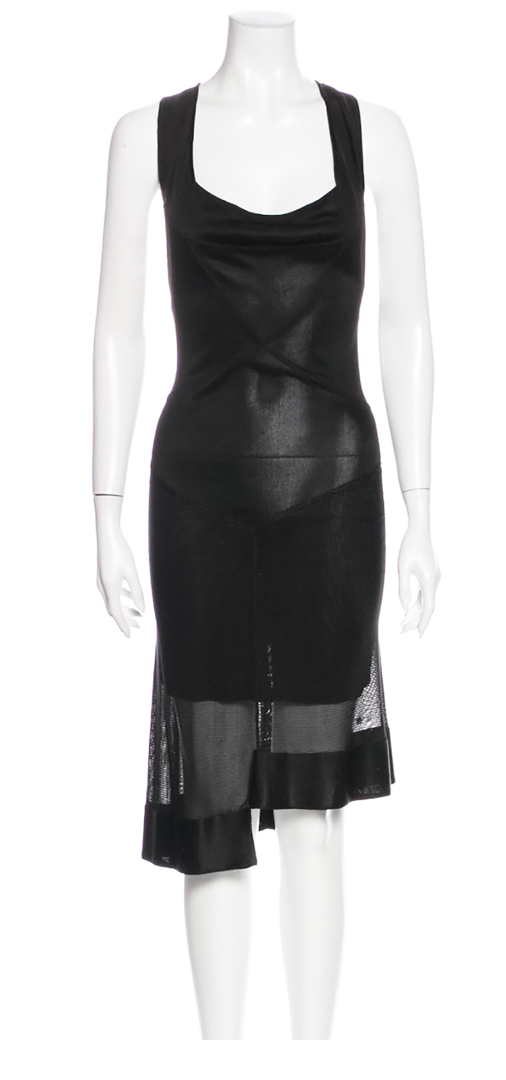 1990s Alaia Black Sheer Criss Cross Dress In Excellent Condition For Sale In Austin, TX