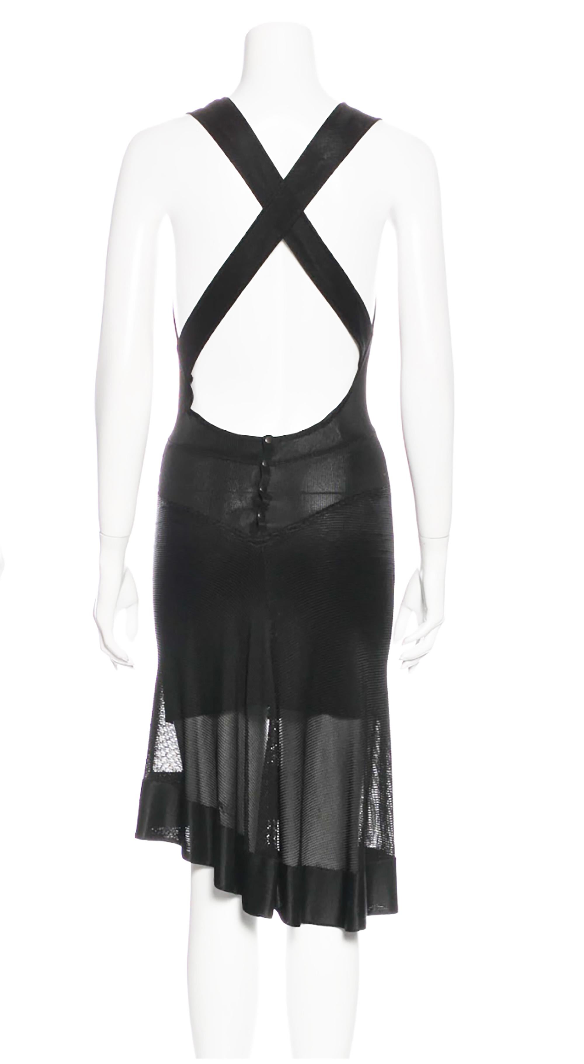Women's or Men's 1990s Alaia Black Sheer Criss Cross Dress For Sale