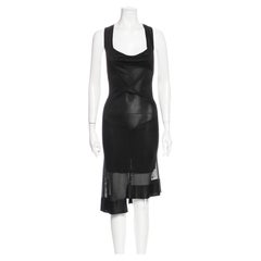 1990s Alaia Black Sheer Criss Cross Dress