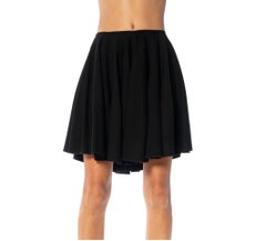 1990S ALAIA Black Wool Pleated Flared Skirt