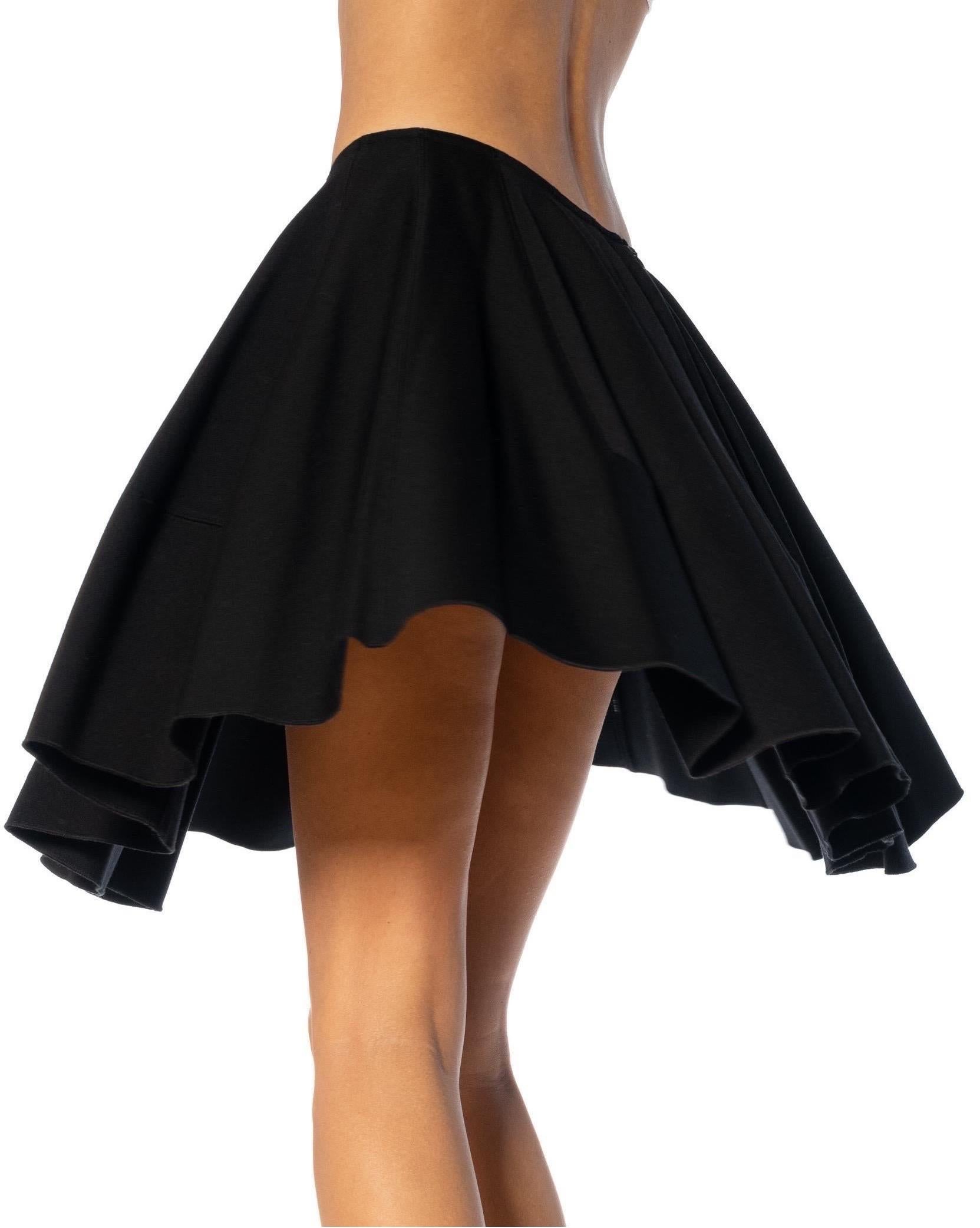 1990S ALAIA Black Wool Pleated Flared Skirt For Sale 2