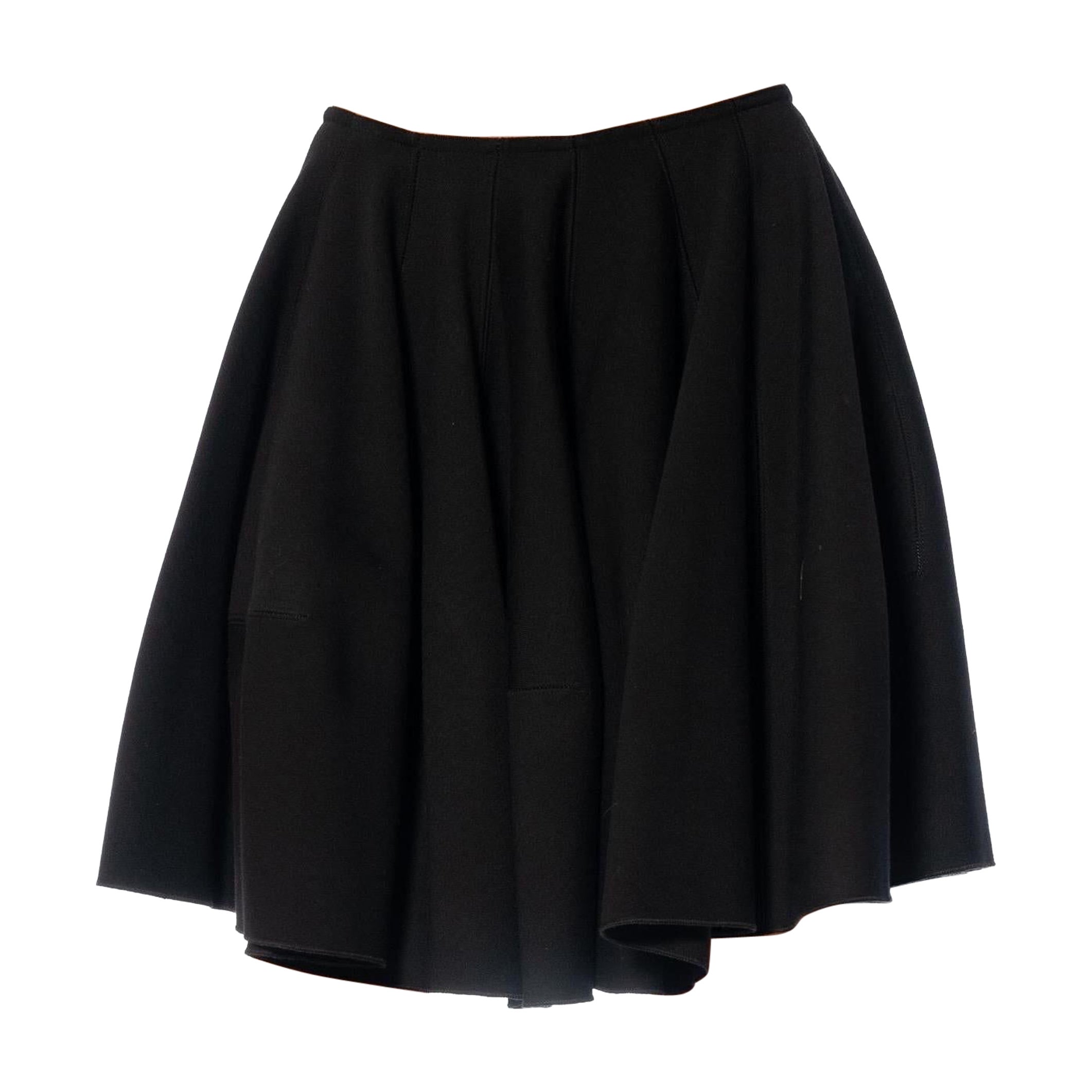 1990S ALAIA Jupe évasée plissée en laine noire