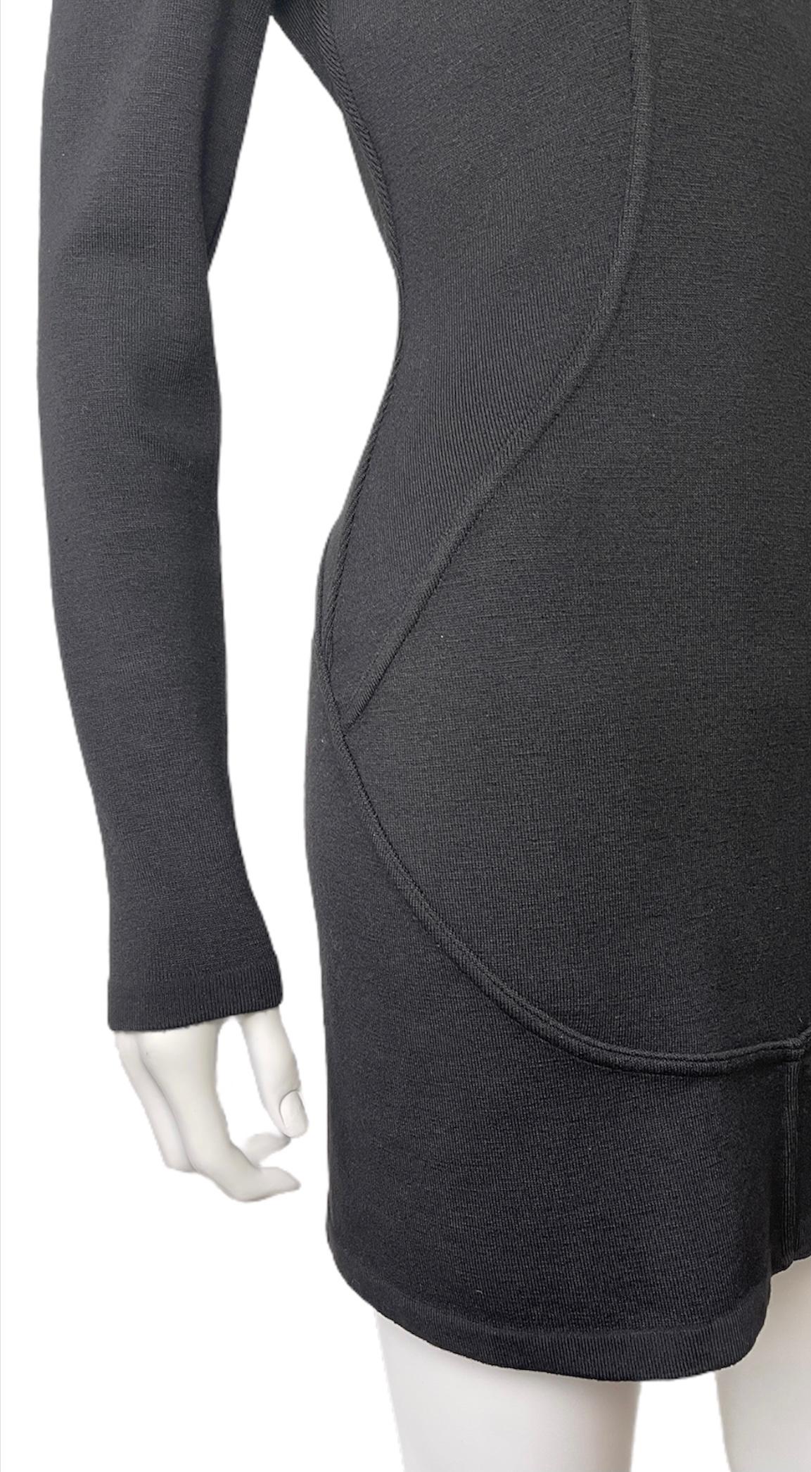 1990's Vintage Alaïa Bodycon Black Mini Dress V Neck  4