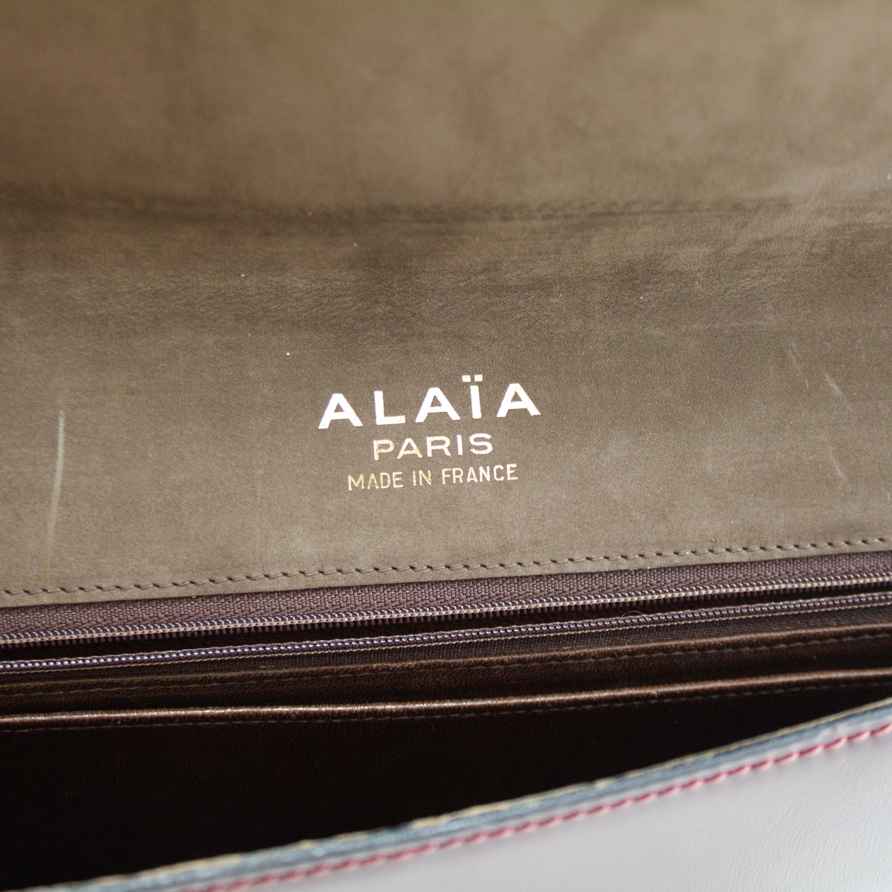 1990s Alaïa Maroon Leather Portfolio  In Good Condition For Sale In Toronto, Ontario