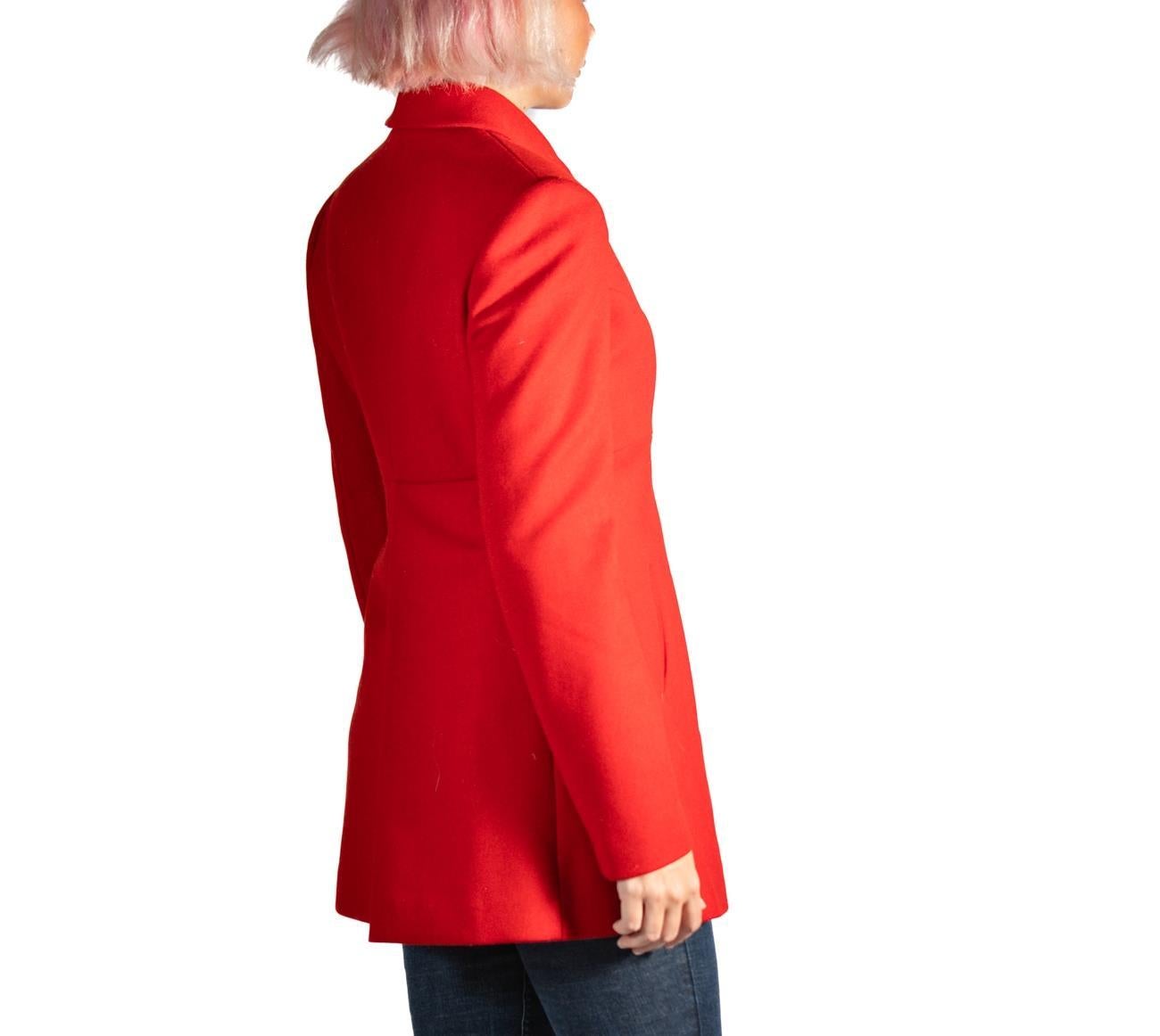 1990S Alaia Red Wool Empire Waisted Coat For Sale 6