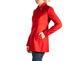1990S Alaia Red Wool Empire Waisted Coat