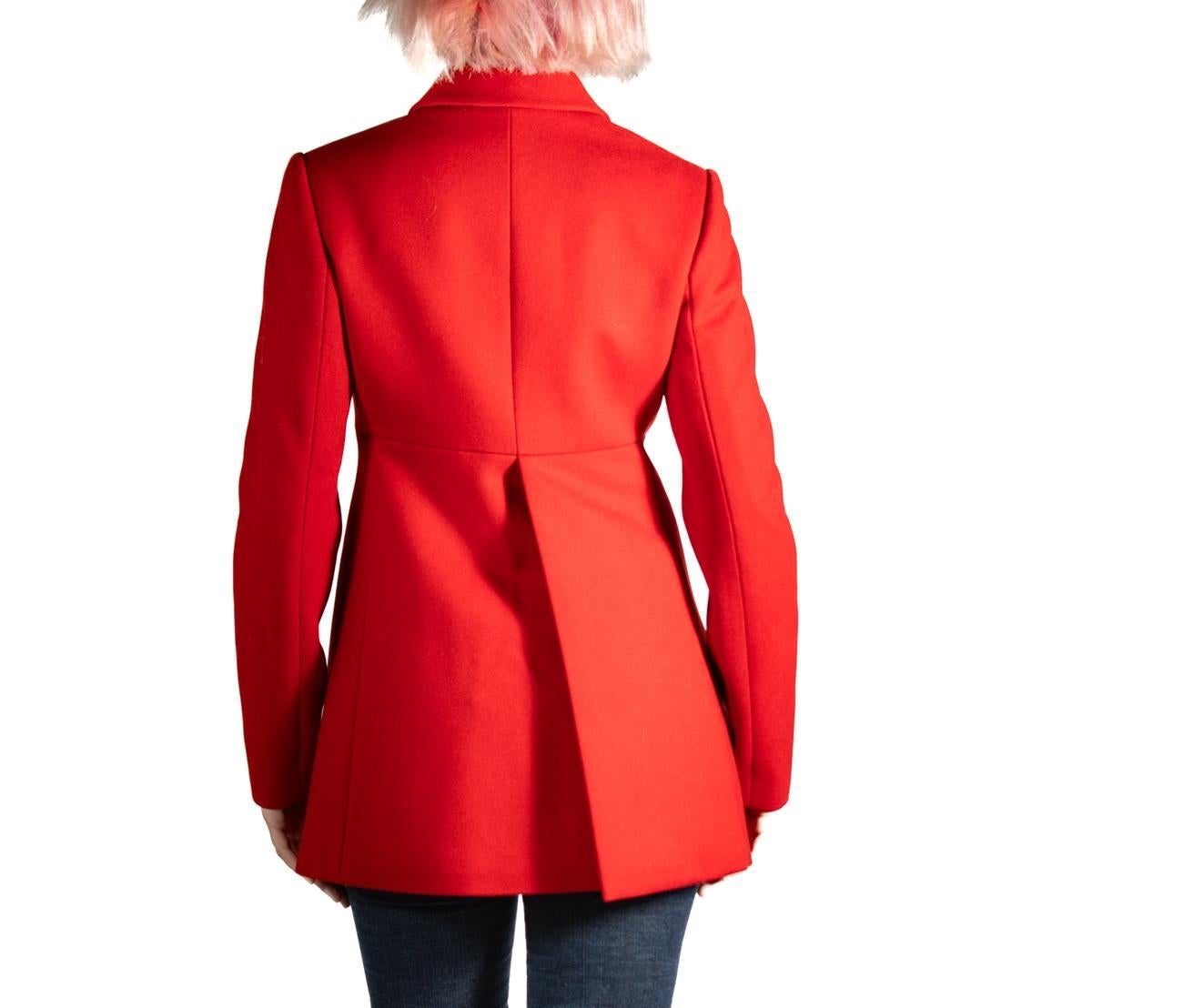 1990S Alaia Red Wool Empire Waisted Coat For Sale 1