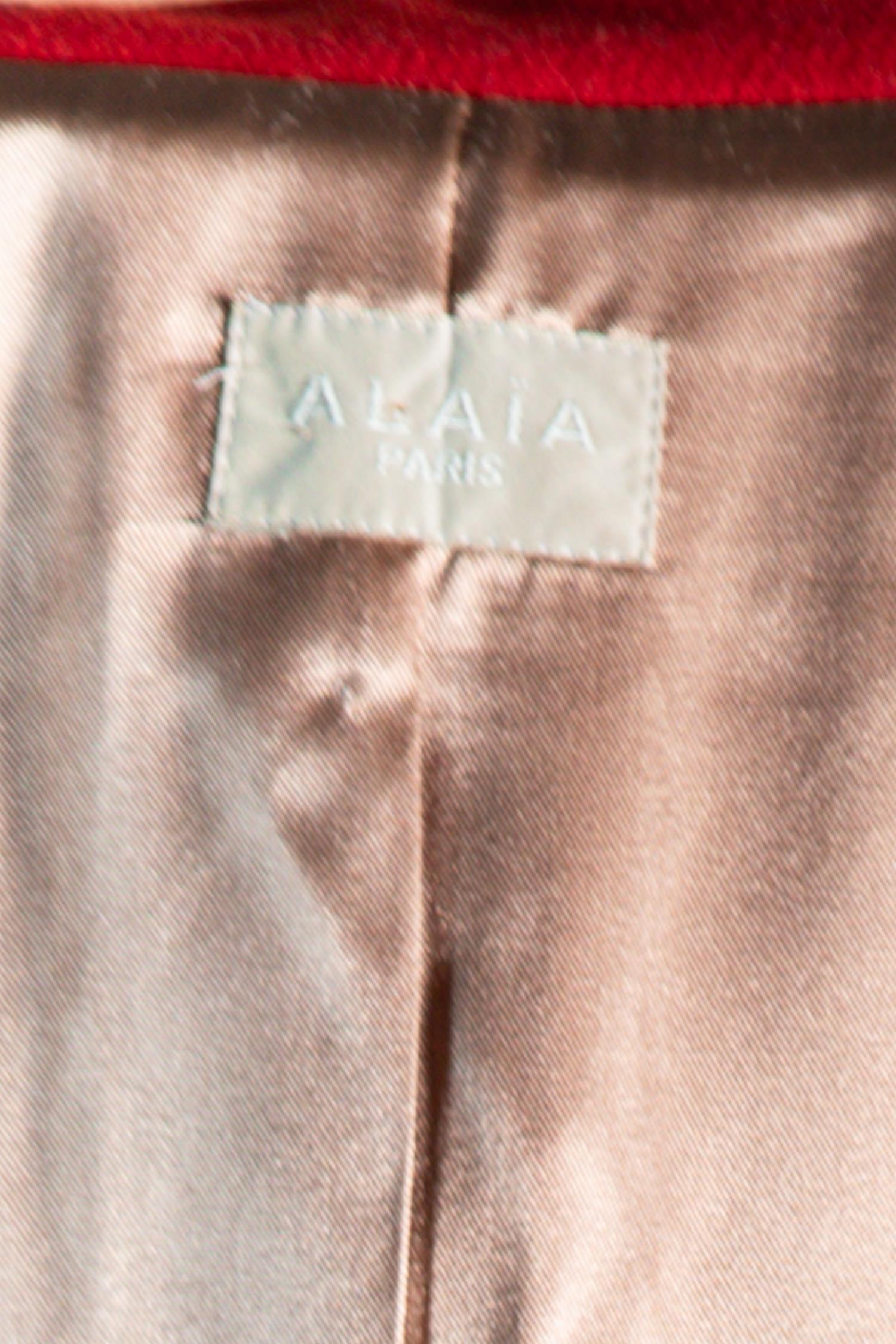 1990S Alaia Red Wool Empire Waisted Coat For Sale 4