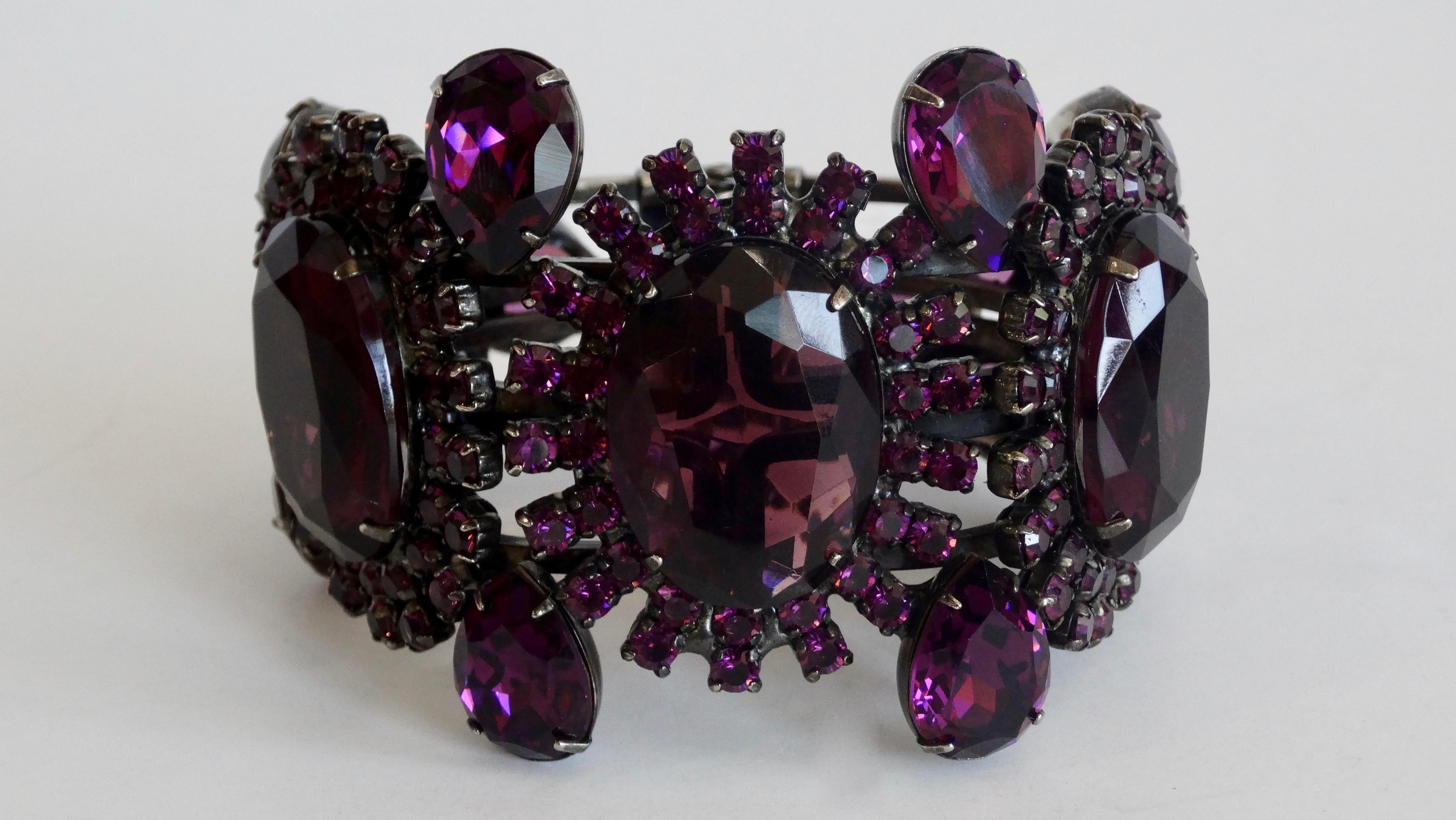 Alan Anderson 1990s Purple Rhinestone Art Deco Cuff 4