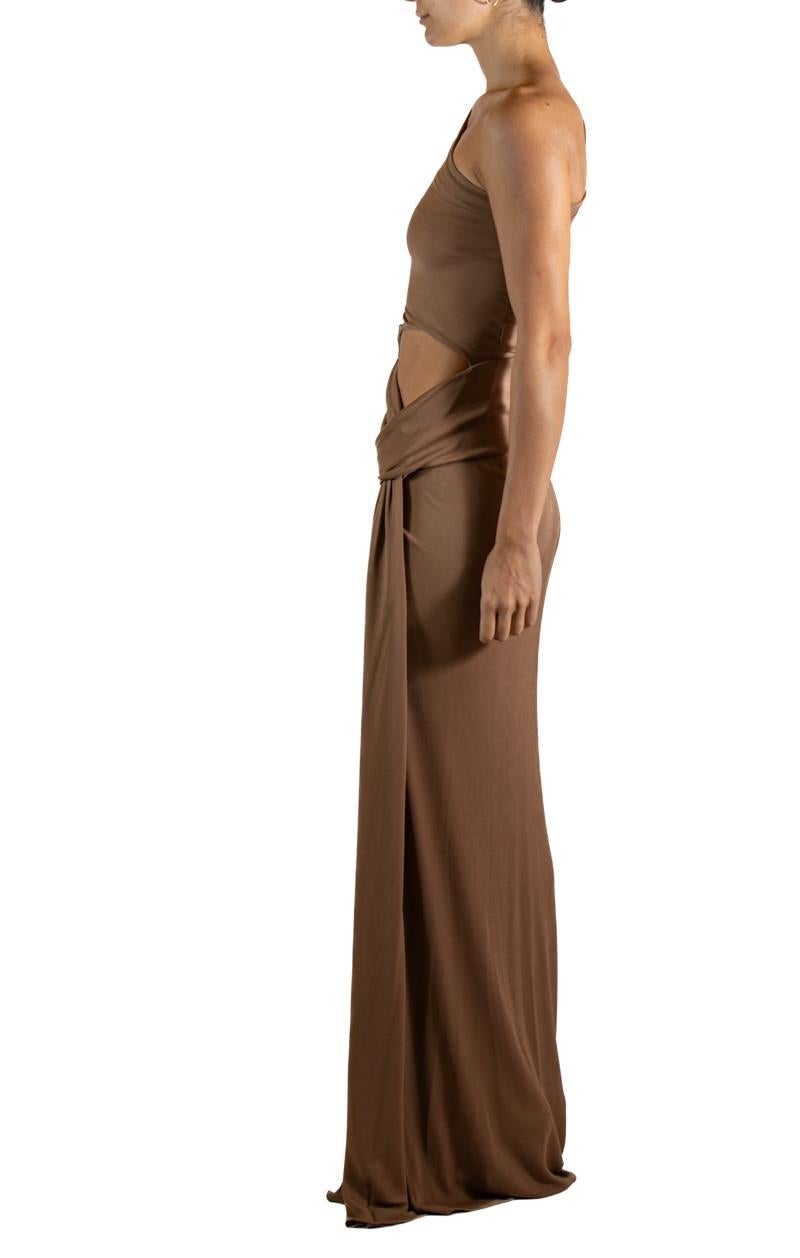 1990S Vestido de cóctel Alberta Ferretti de rayón crudo Marrón en venta