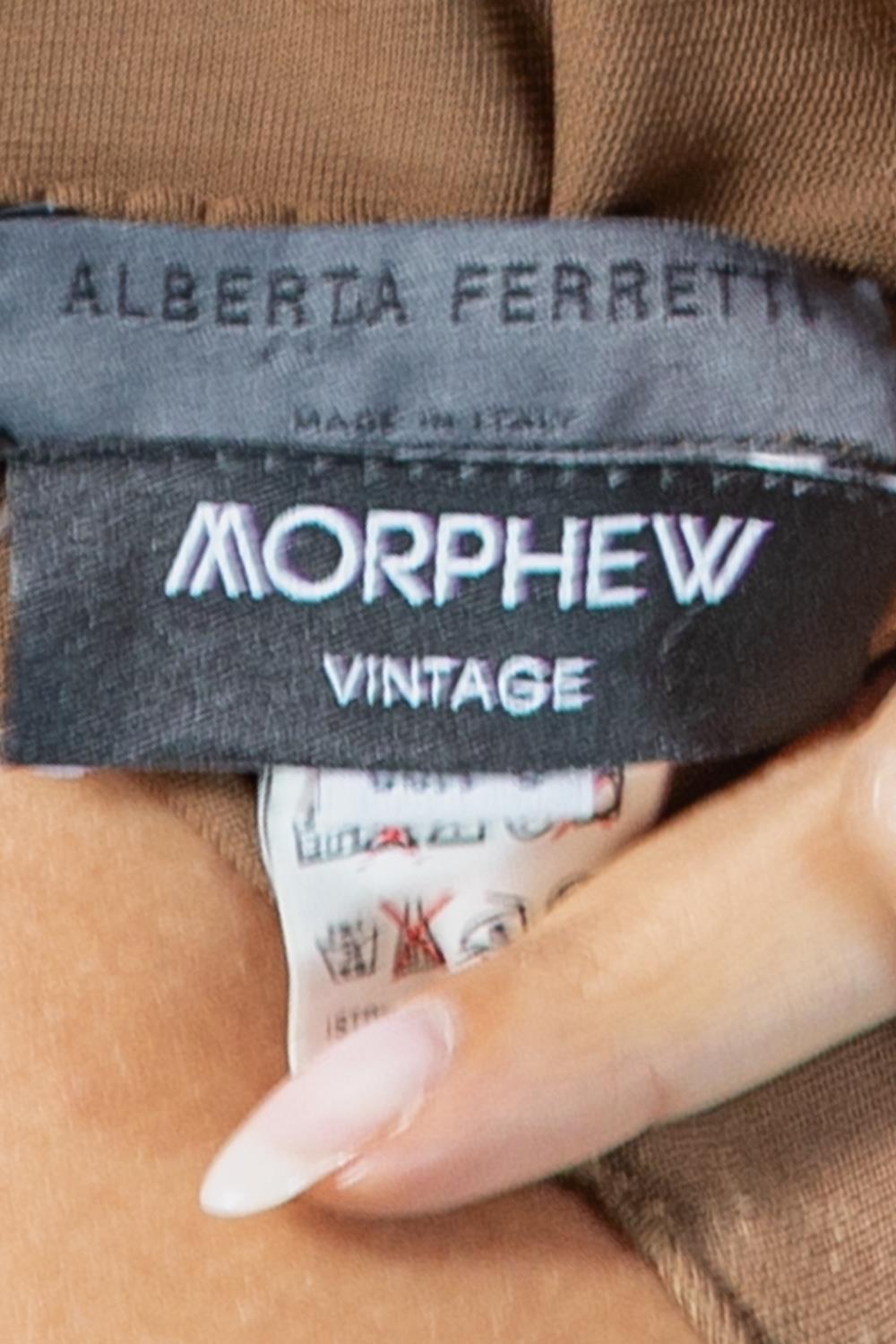 1990S Alberta Ferretti  Brown Poly/Rayon Tie Dress For Sale 6