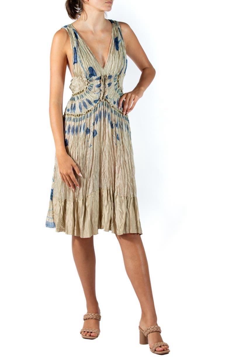 1990er Alberta Ferretti Deconsturcted Crinkle Seiden-Charmeuse-Kleid im Angebot 2
