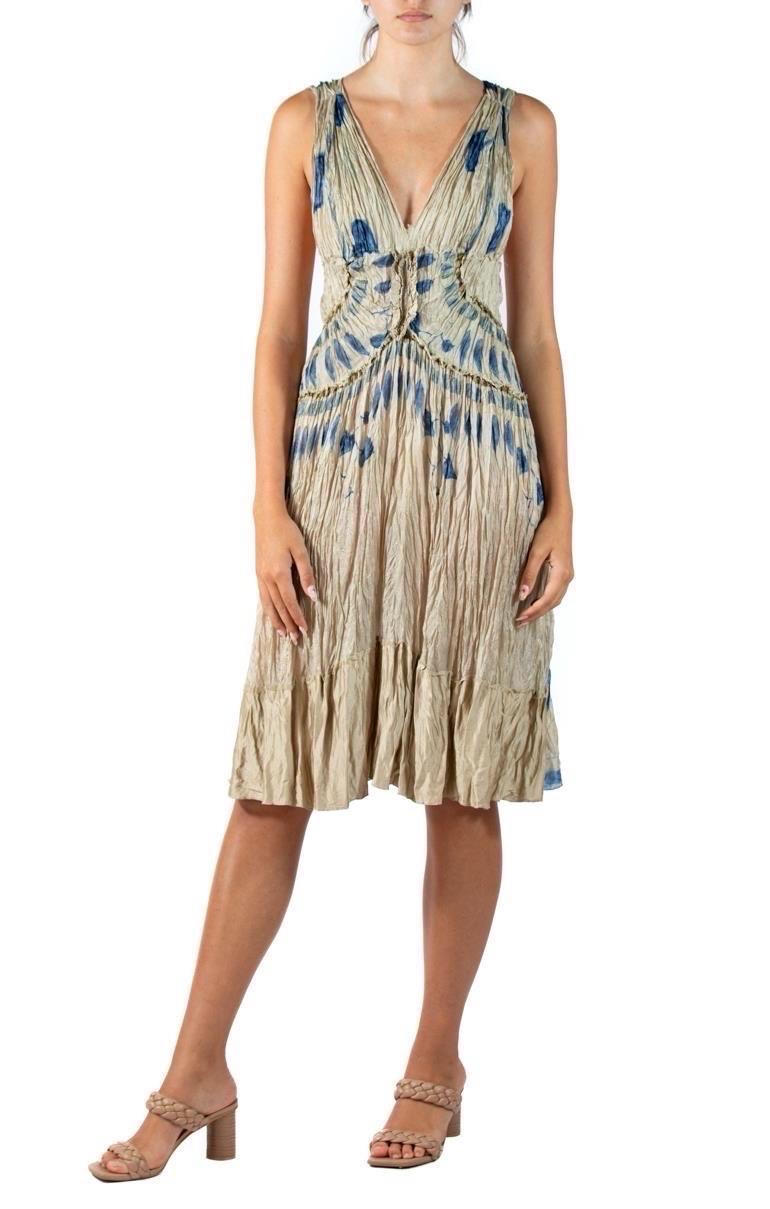 1990er Alberta Ferretti Deconsturcted Crinkle Seiden-Charmeuse-Kleid im Angebot 3