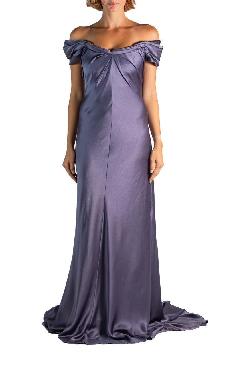 1990S Alberta Ferretti Dusty Purple Crepe Satin Gown For Sale 1