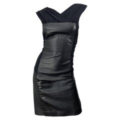 1990s Alberta Ferretti Pelle Taglia 8 Nero Vintage 90s Tubino LBD