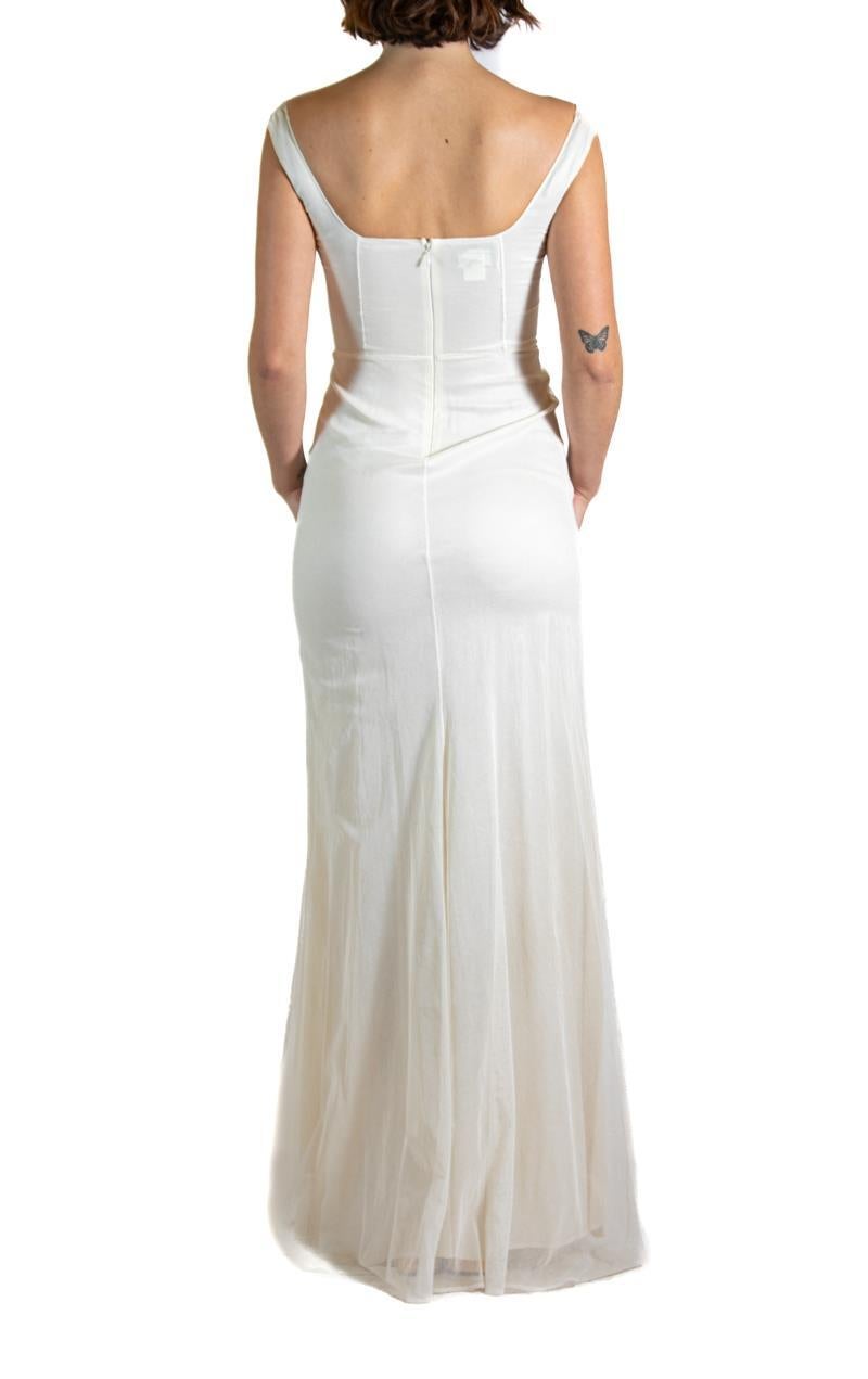 Women's 1990S Alberta Ferretti White Beaded Silk Gown For Sale