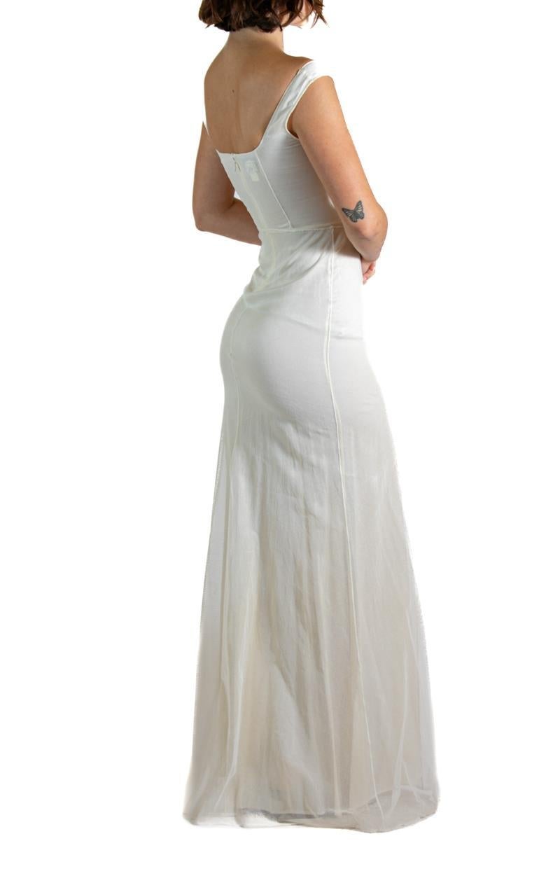 1990S Alberta Ferretti White Beaded Silk Gown For Sale 1