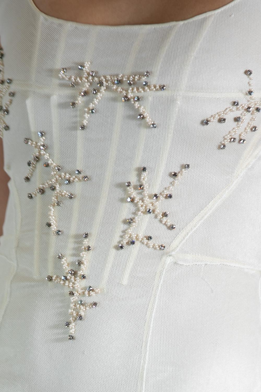 1990S Alberta Ferretti White Beaded Silk Gown For Sale 4
