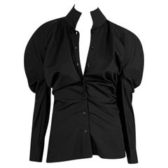 1990 Alexander McQueen - camicetta nera con colletto arrotondato e bottoni - Top