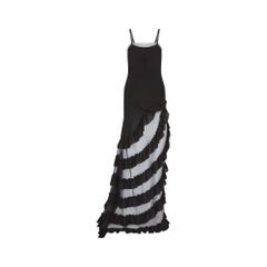 1990s Alexander McQueen Black Crepe and Tulle Evening Dress