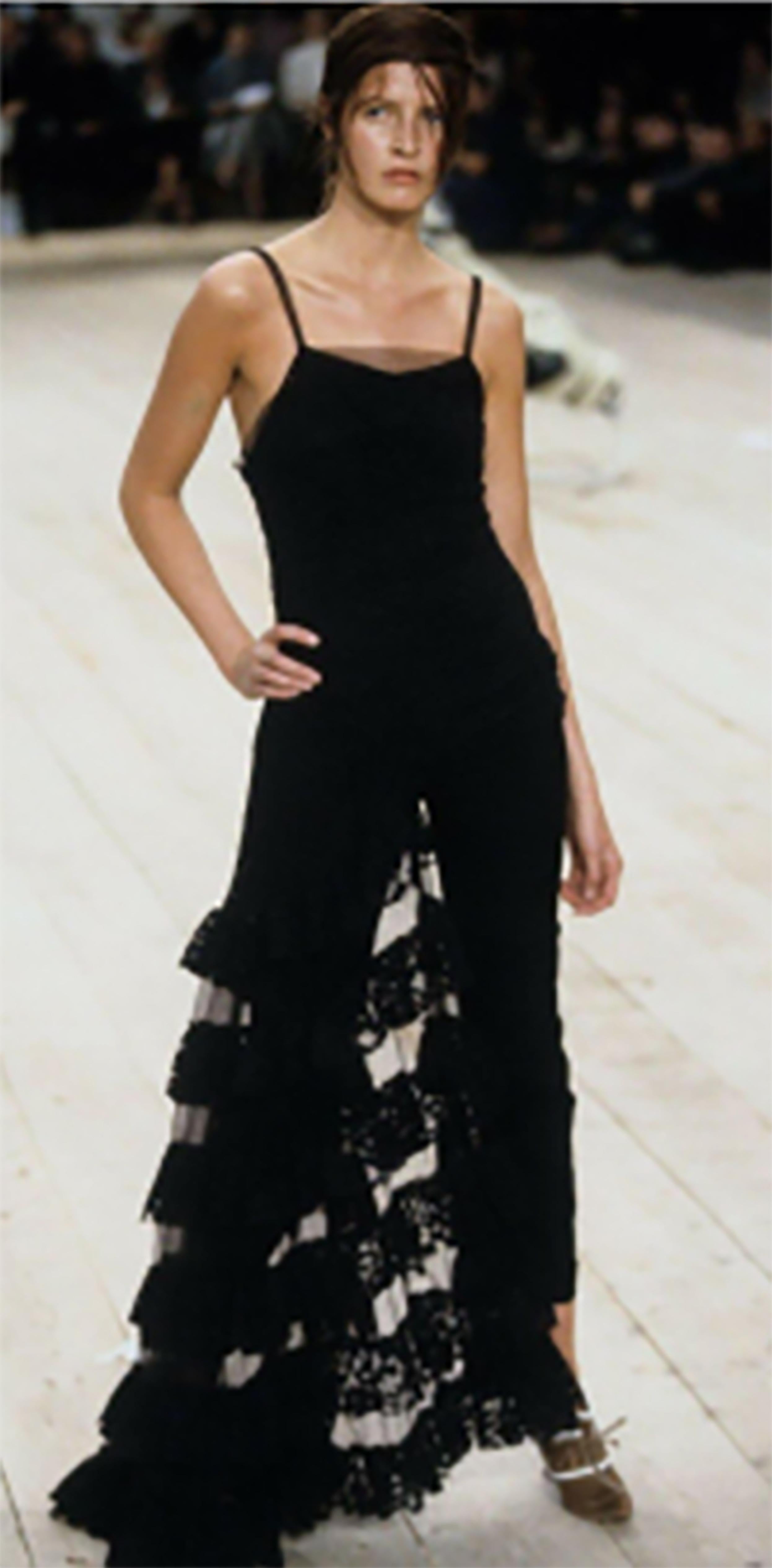 1990s Alexander McQueen Black Crepe and Tulle Evening Dress 1