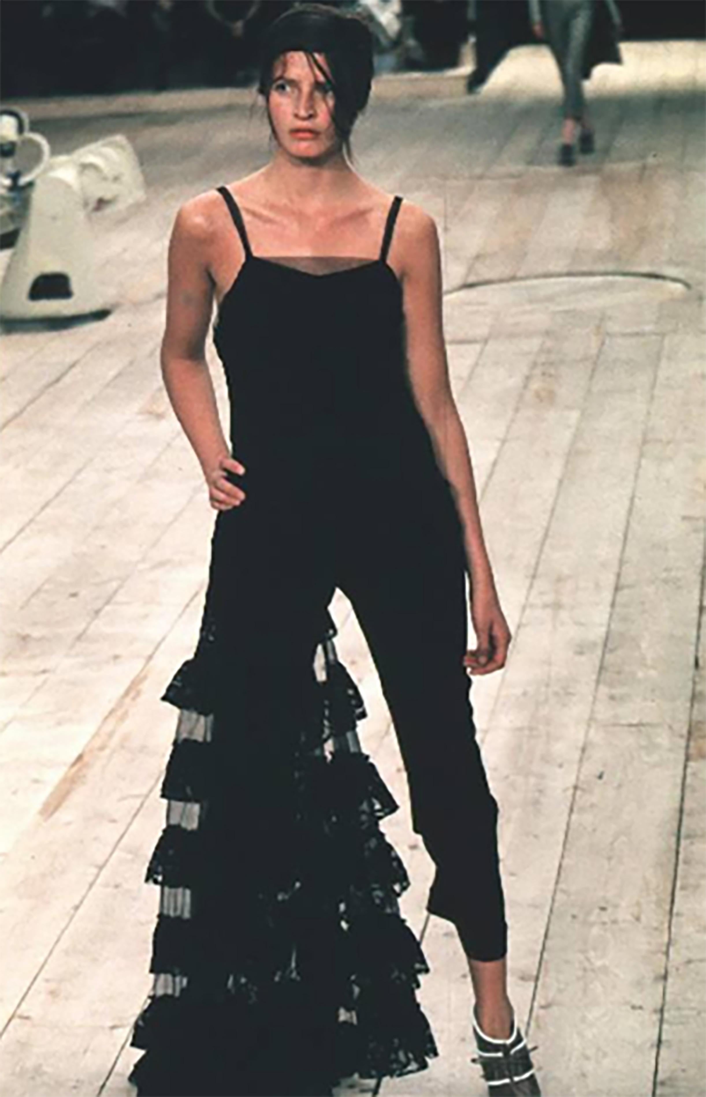1990s Alexander McQueen Black Crepe and Tulle Evening Dress 2
