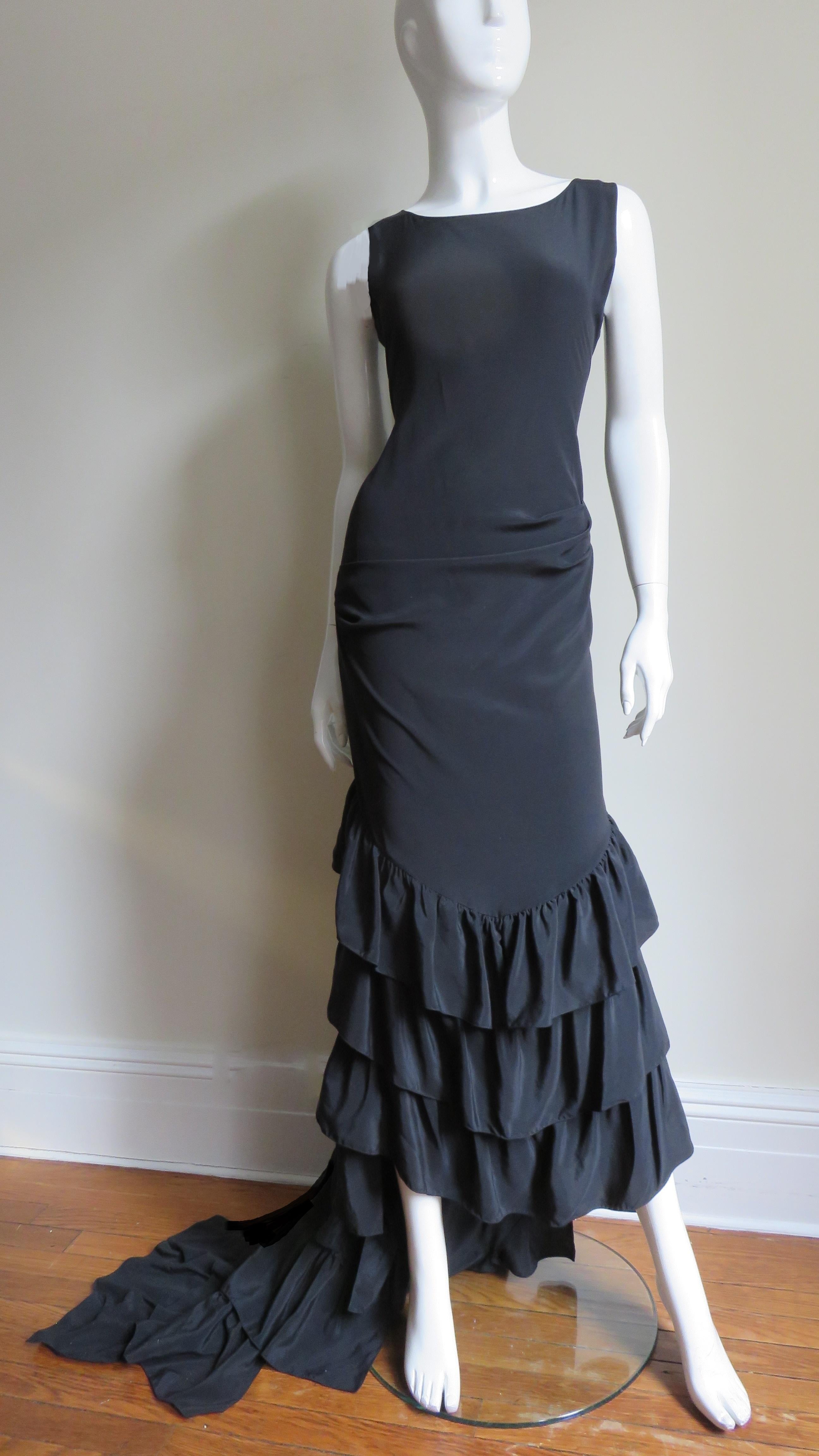 Alexander McQueen New Silk Dress with Ruffle Hem S/S 1999 In Excellent Condition For Sale In Water Mill, NY