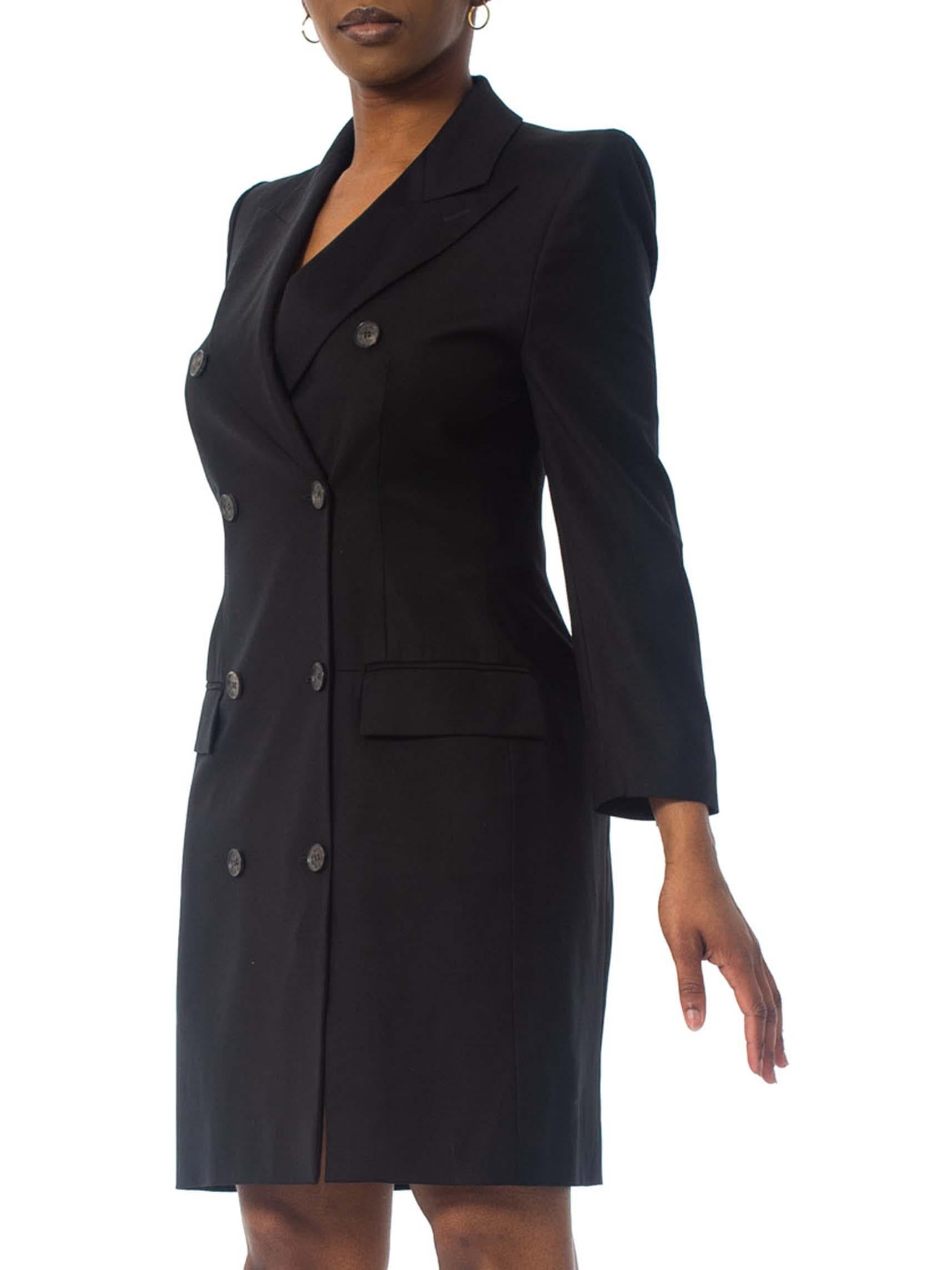 1990S ALEXANDER MCQUEEN GIVENCHY Black Wool Blazer Coat Dress With Slit & Pagod In Excellent Condition In New York, NY