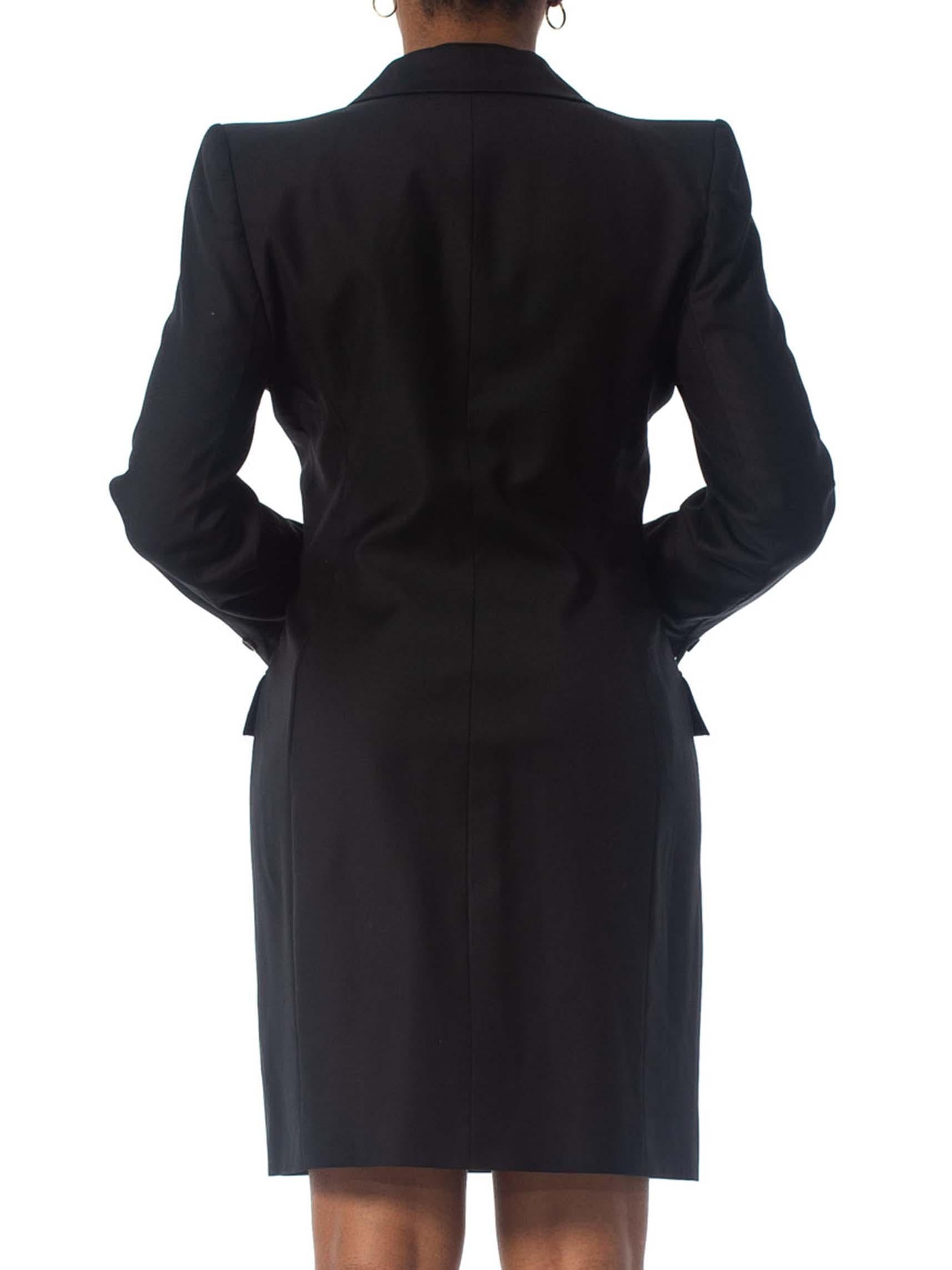 1990S ALEXANDER MCQUEEN GIVENCHY Black Wool Blazer Coat Dress With Slit & Pagod 2