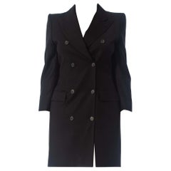 Vintage 1990S ALEXANDER MCQUEEN GIVENCHY Black Wool Blazer Coat Dress With Slit & Pagod