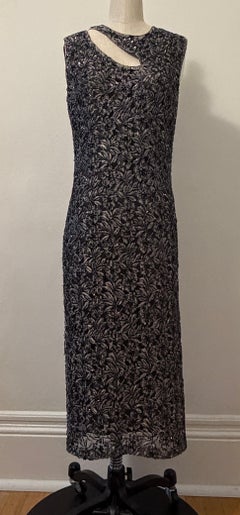 1990s Alexander McQueen Vintage Grey and Black Beaded Lace Midi Dress