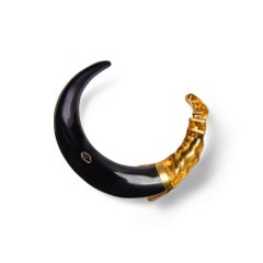 1990s Alexis Bittar Clear Lucite and Gold Toque Collar Necklace