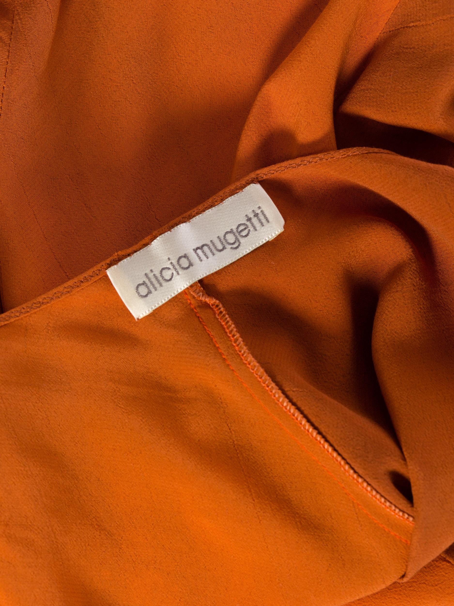 1990s Alicia Mugetti Orange Bias Slip Dress 3
