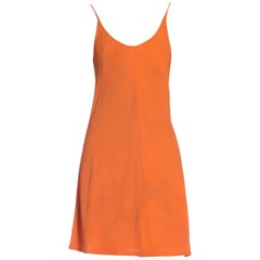 Retro 1990s Alicia Mugetti Orange Bias Slip Dress