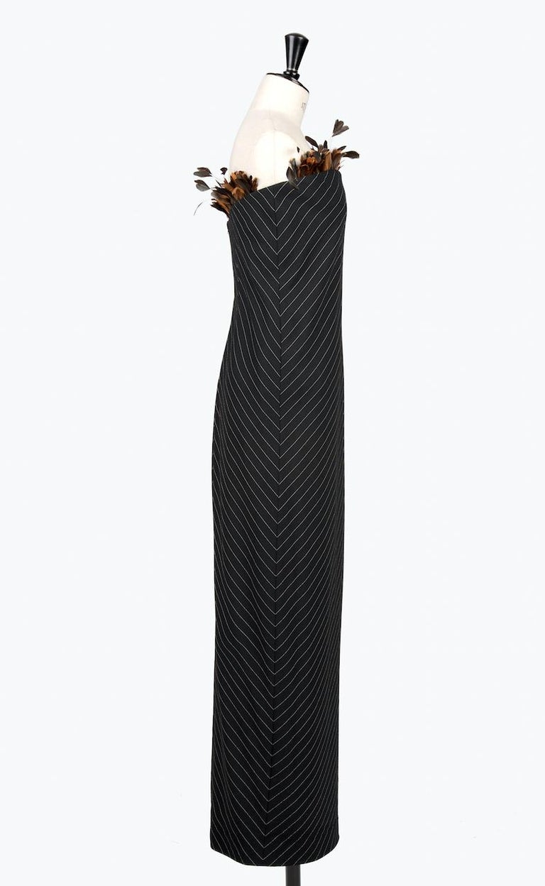 1990s ALL ABOUT EVE Talbot Runhof Pinstripe Black Wool Feathered Evening  Dress For Sale at 1stDibs | talbot runhof usa, talbot runhof black dress,  all about eve dress