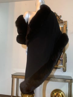 Estola de piel de zorro negro y cachemira de los años 90 Amen Wardy Lush