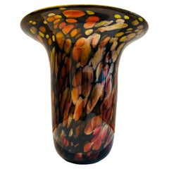 1990S American Contemporary Handblown Aventurine & Bright Yellow Glass Vase
