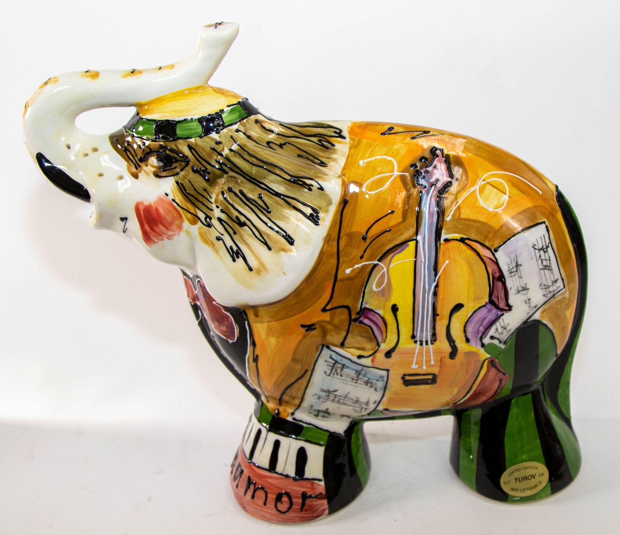 1990s Anatoly Turov Large Ceramic Circus Elephant Signed and Numbered For Sale 4