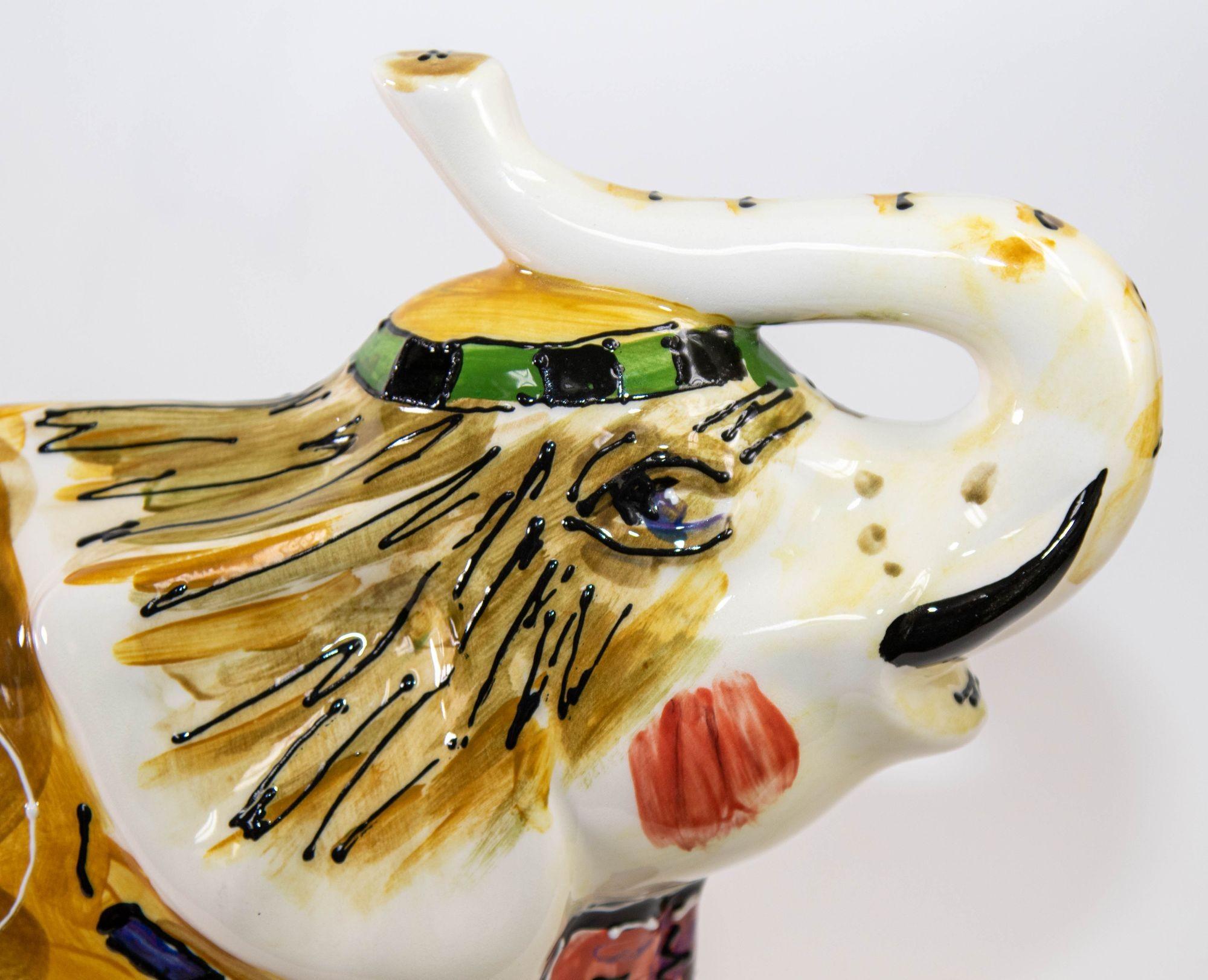 1990s Anatoly Turov Large Ceramic Circus Elephant Signed and Numbered In Good Condition For Sale In North Hollywood, CA